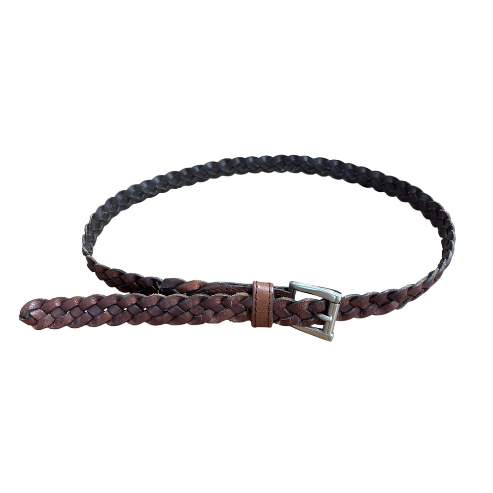 Aimee Lynn Dark Brown Braided Genuine Leather Belt Silver Buckle Size M India